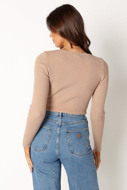 Wells Long Sleeve Knit Top - Taupe