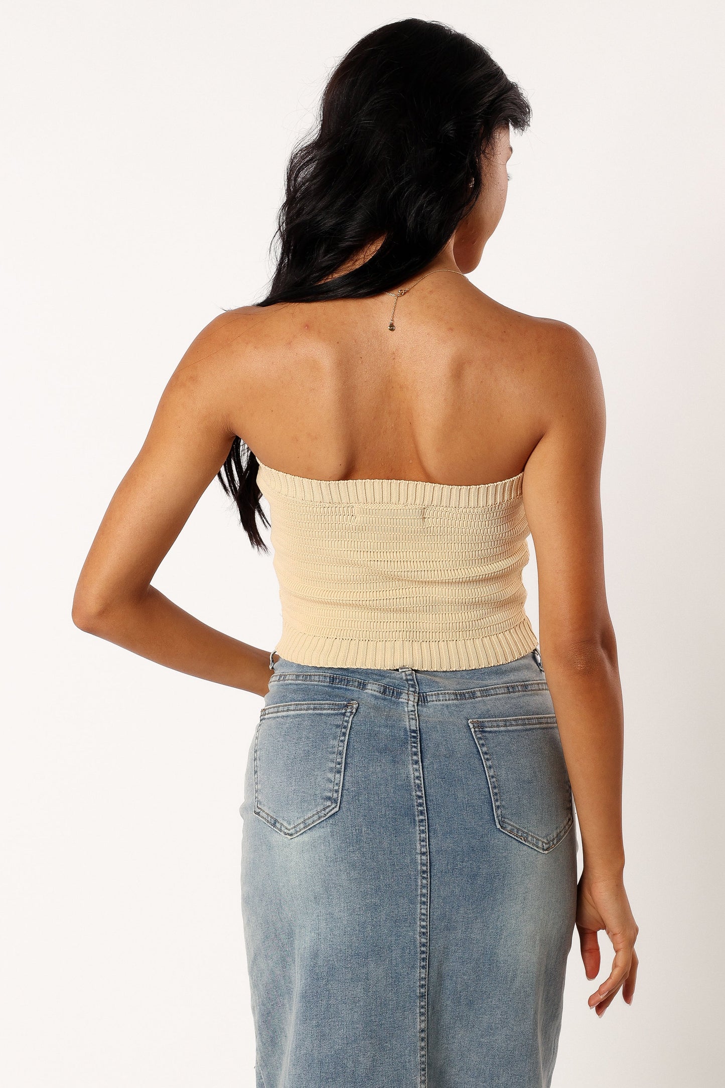 Zia Strapless Knit Top - Lemon